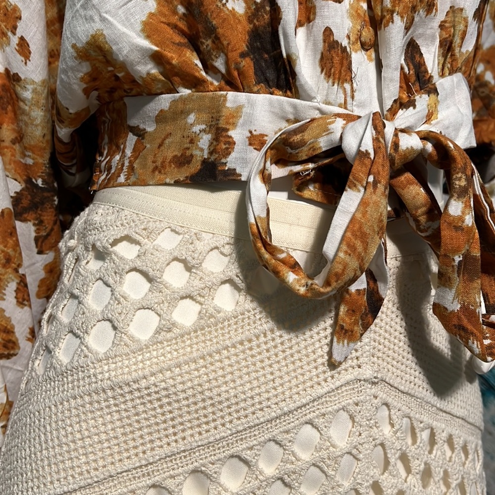 Crocheted Cotton Scalloped Hem Ivory Skirt, XSmall NWT - Picture 4 of 7